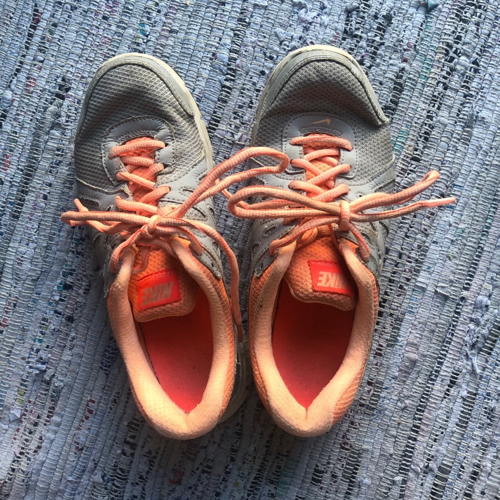 Well worn Nike running shoes